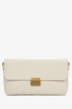 Women's Light Beige Genuine Leather Crossbody Bag with Gold Hardware Estro ER00116639.