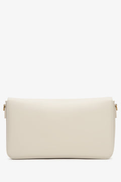 Women's crossbody bag, light beige, made of genuine leather, with gold hardware, Estro.