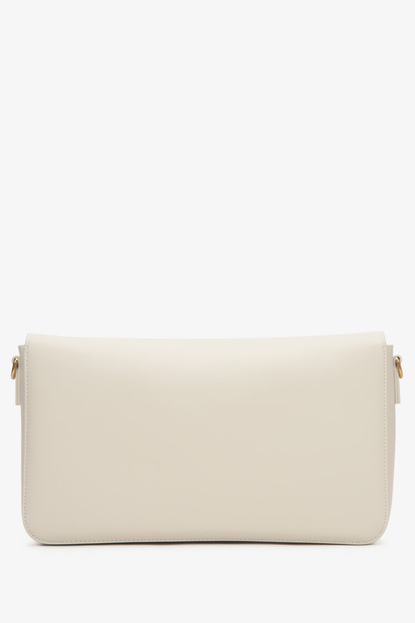 Women's crossbody bag, light beige, made of genuine leather, with gold hardware, Estro.