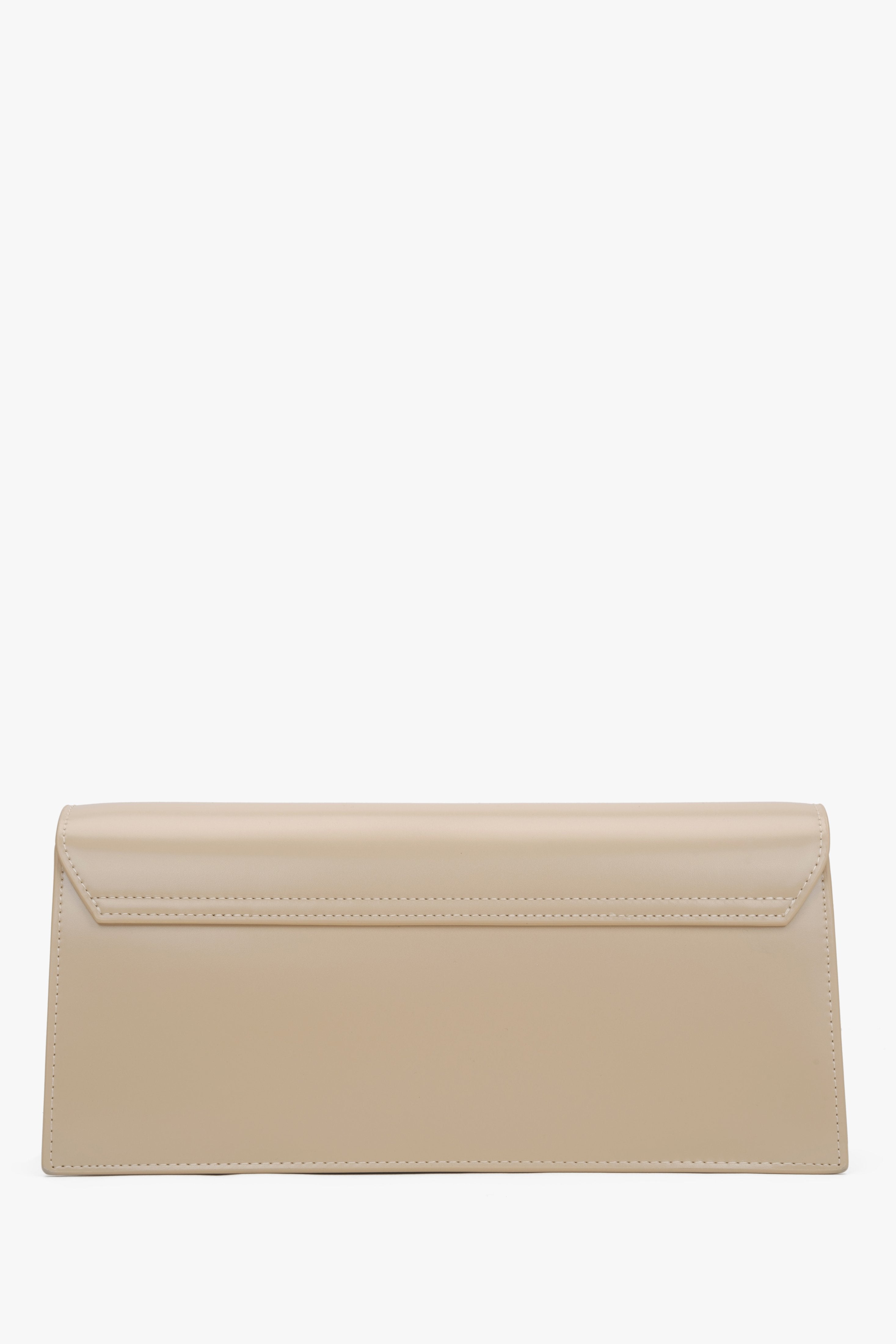 Elegant Light Beige Leather Bag for Women with Strap from Estro - reverse.