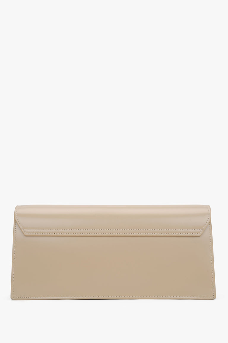 Elegant Light Beige Leather Bag for Women with Strap from Estro - reverse.