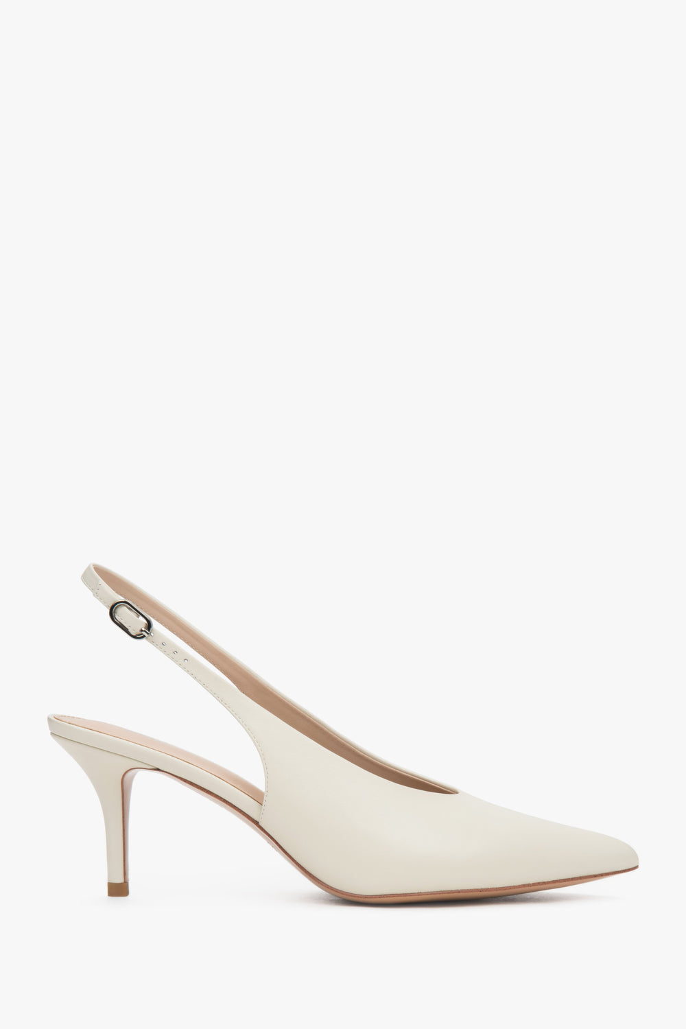 Women's Light Beige Leather Slingback Pumps Estro ER00117232.