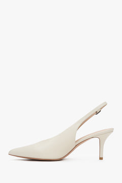 Estro women's slingback heels in light beige leather.