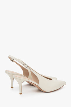 Women's light beige leather slingbacks by Estro.