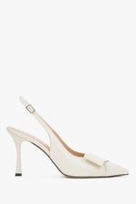 Women’s Light Beige Leather Slingback Pumps with Stiletto Heel and Pointed Toe Estro ER00119581.