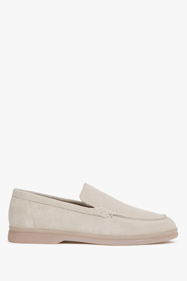Women’s light beige loafers made of premium Italian natural velour Estro.
