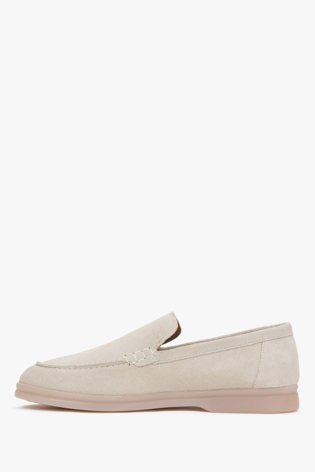 Light beige women’s velour loafers made of premium Italian genuine leather Estro.