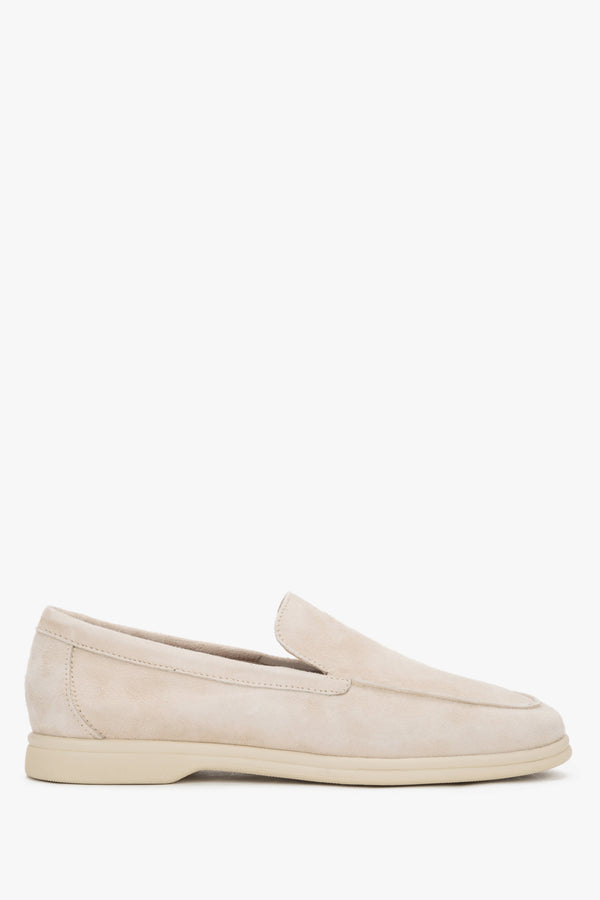 Women’s Light Beige Loafers made of Premium Italian Velour Frau ER00119944.
