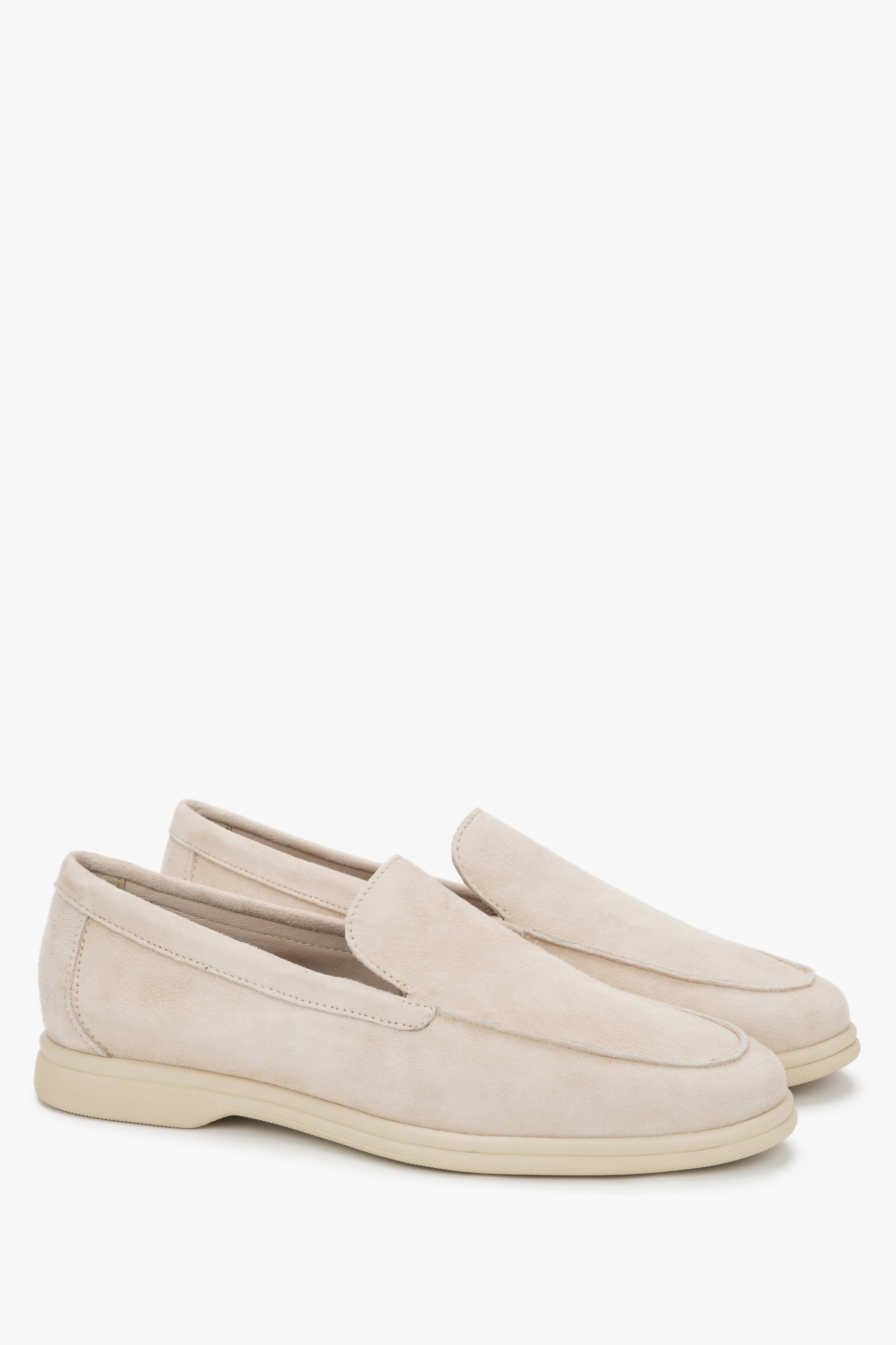Women's velour loafers in light beige, Frau.