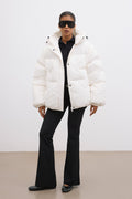 Women's Light Beige Oversized Jacket with Detachable Sleeves Estro ER00120568.
