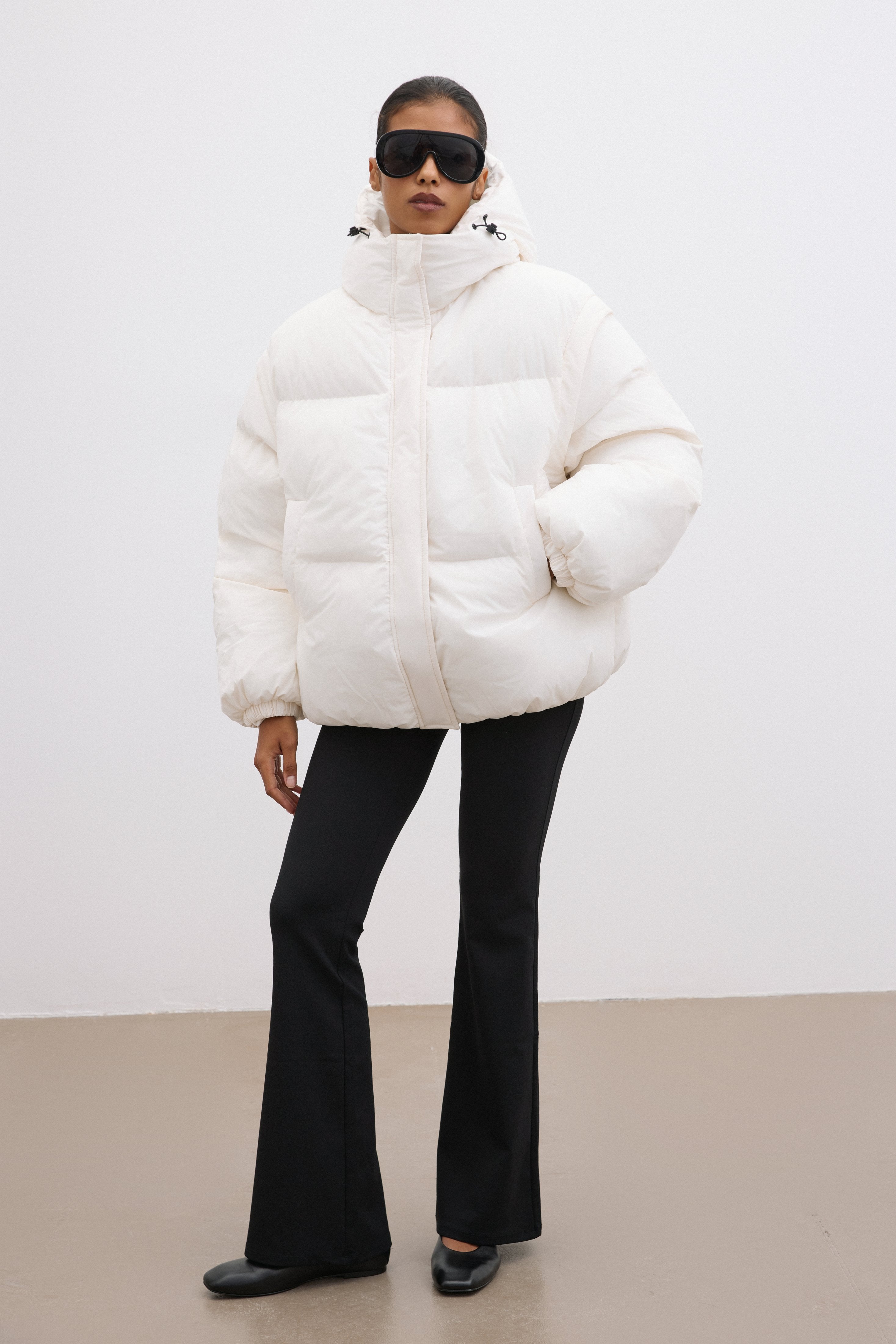 2-in-1 Jacket and Vest: Milky Beige Women's Oversized Jacket Estro.