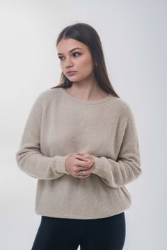 Women’s Light Beige Sweater with Alpaca Wool Blend Estro ER00118757.