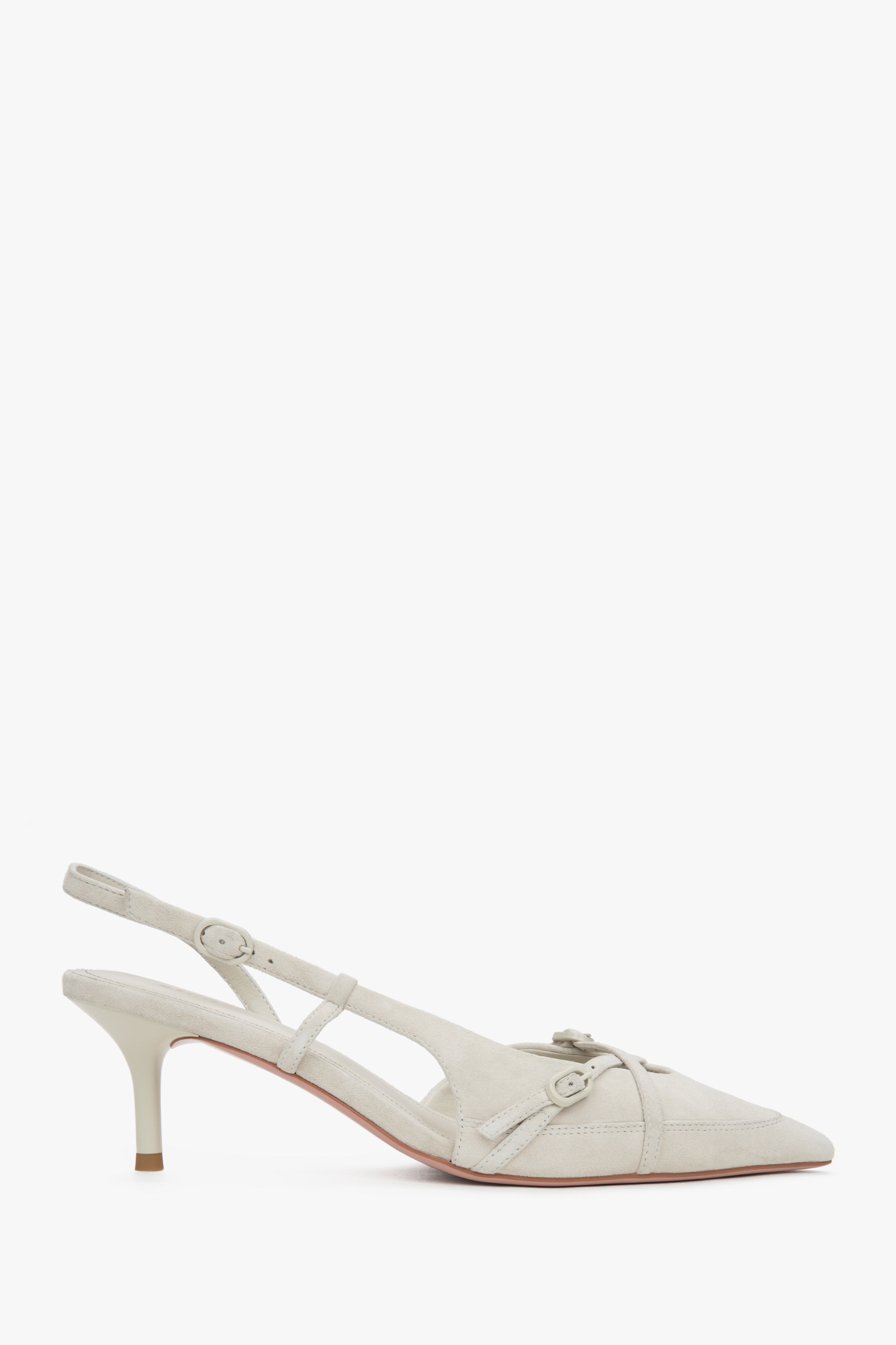 Women's Light Beige Velour Low-Heeled Slingbacks Estro ER00117177.
