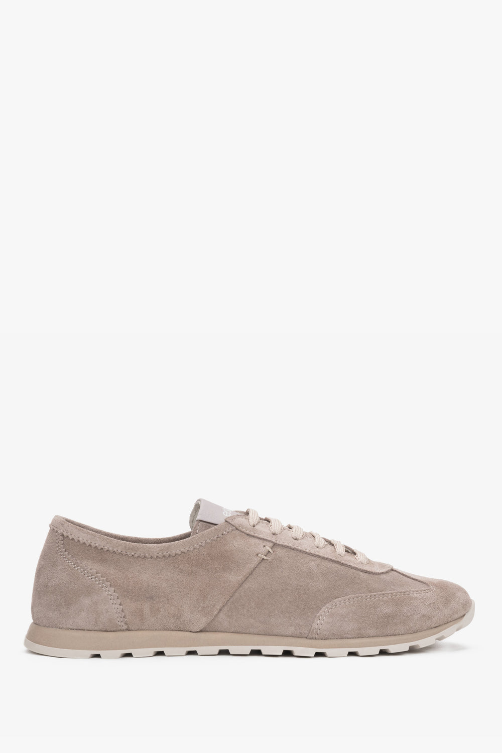 Women's Light Beige Genuine Velour Low-Top Sneakers Estro ER00119633.