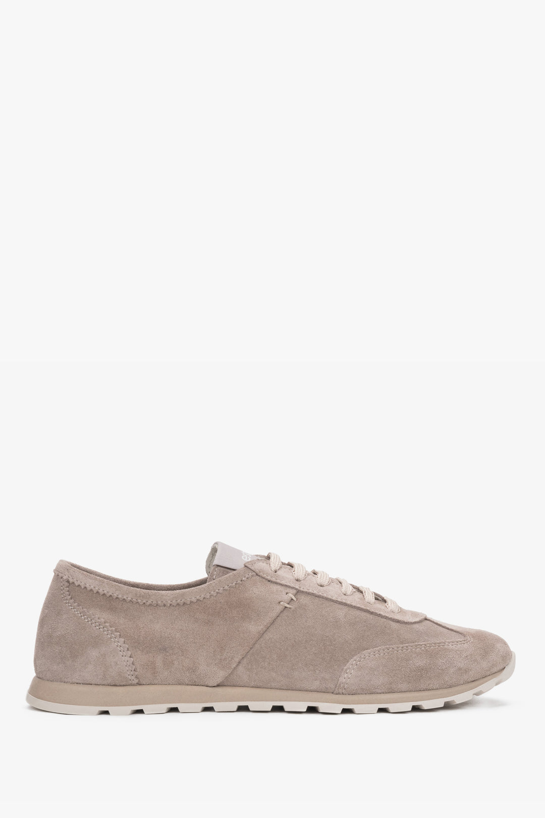 Women's Light Beige Genuine Velour Low-Top Sneakers Estro ER00119633.