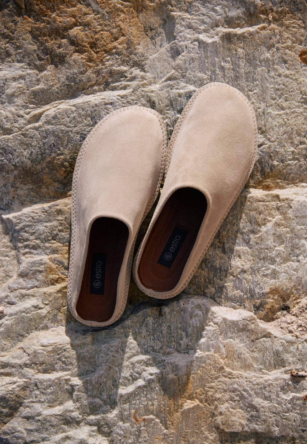 Women's Soft Light Beige Velour Mules Estro ER00117374.