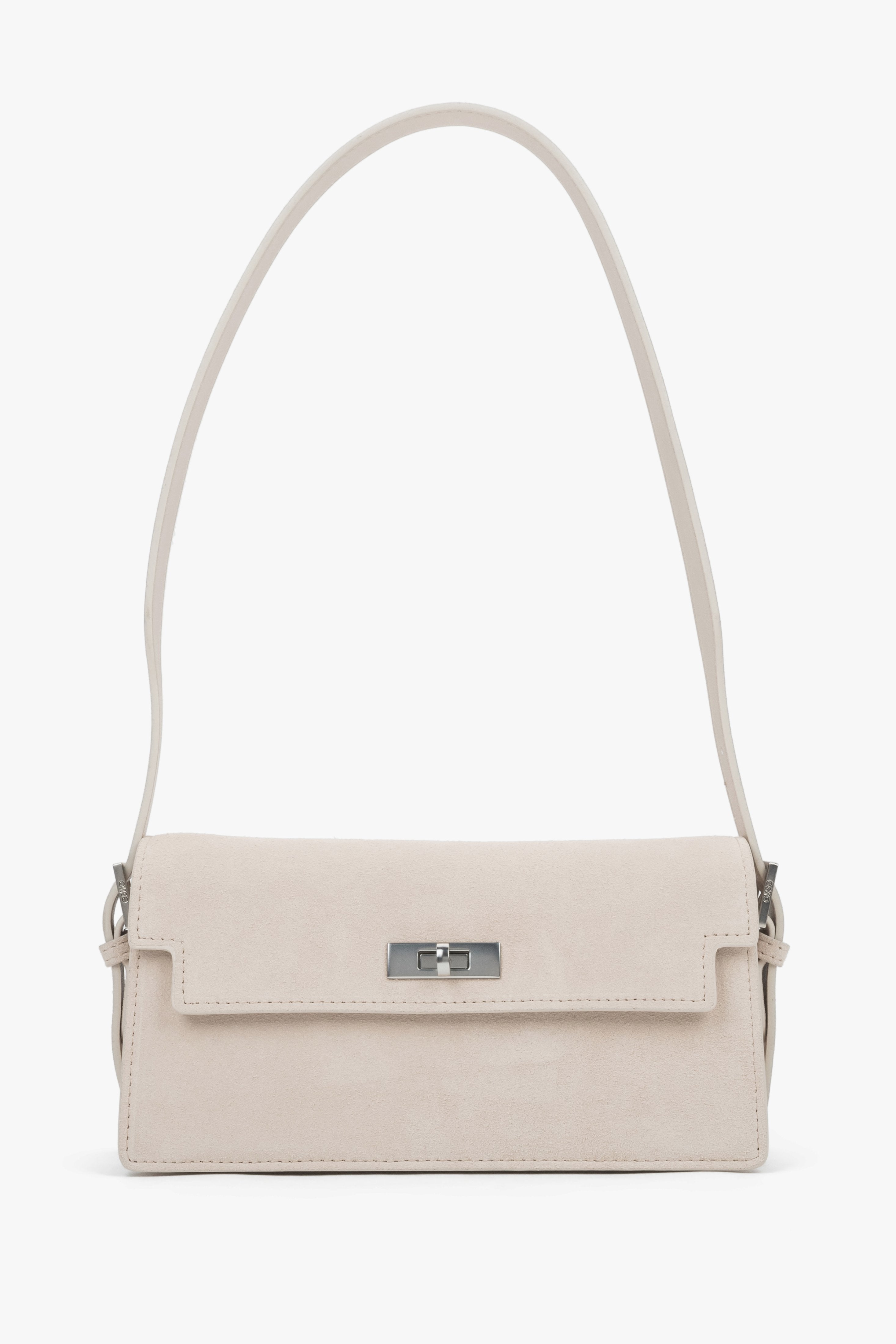 Women's light beige velour shoulder bag by Estro