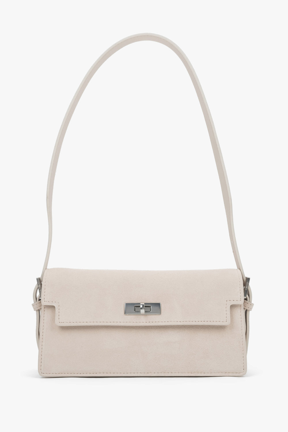 Women's light beige velour shoulder bag by Estro
