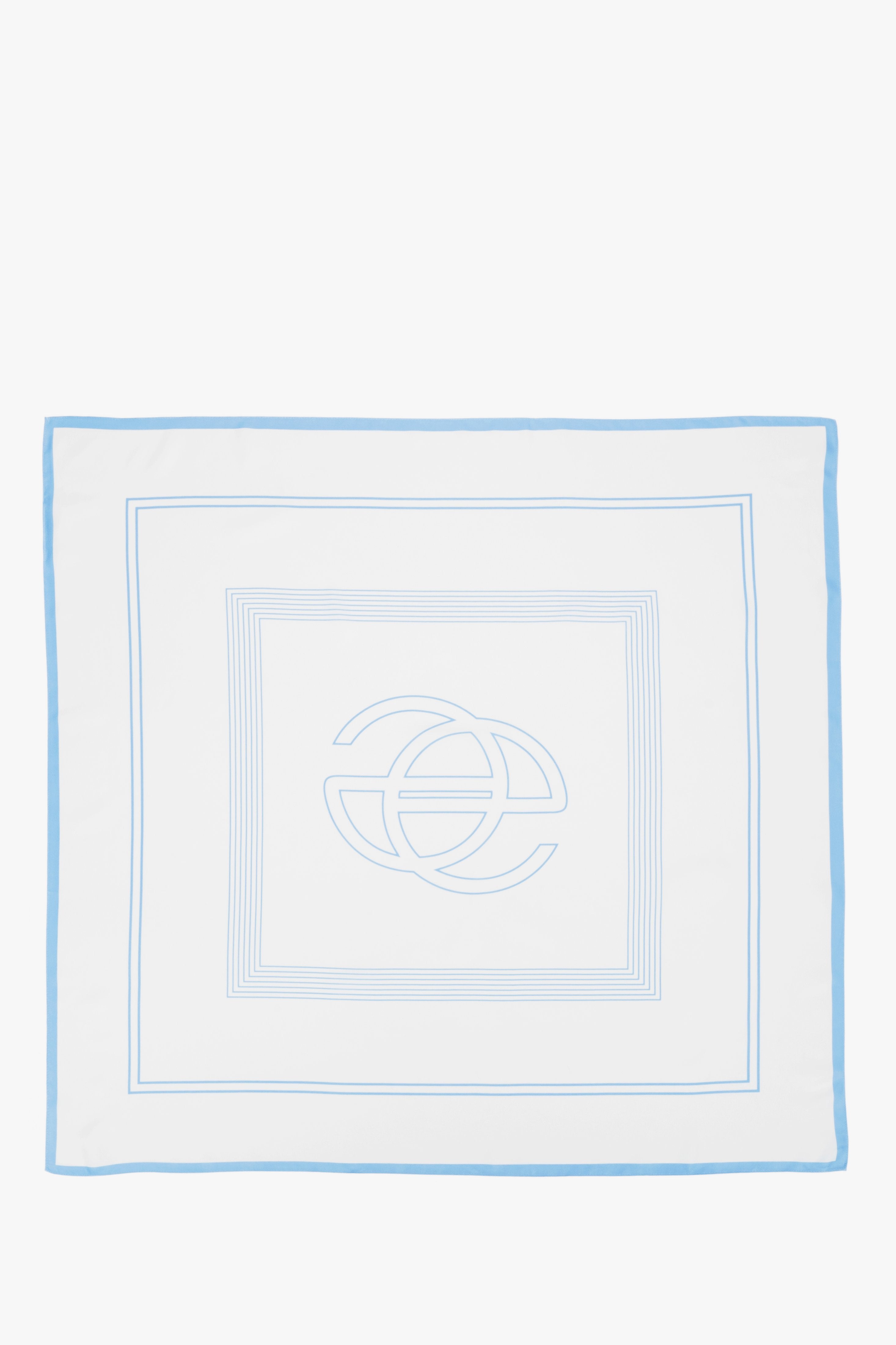 Women's light blue and white neckerchief with a subtle geometric pattern Estro – details.