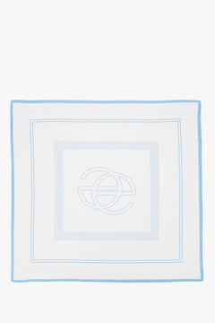 Women's light blue and white neckerchief with a subtle geometric pattern Estro – details.