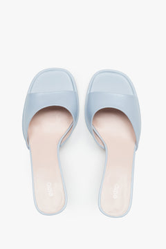 Women’s mules Estro, light blue, heeled, made of genuine leather.
