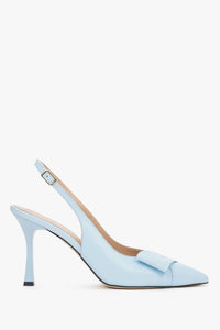 Women’s Light Blue Leather Slingback Pumps with Stiletto Heel and Pointed Toe Estro ER00119666.