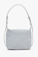 Women's Light Blue Shoulder Bag made of Soft Genuine Velour Estro ER00119748.