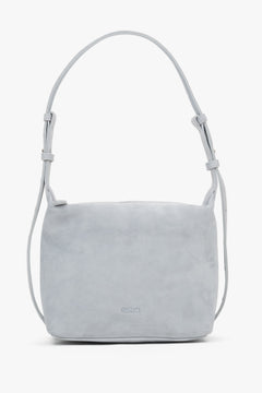 Women's Light Blue Shoulder Bag made of Soft Genuine Velour Estro ER00119748.