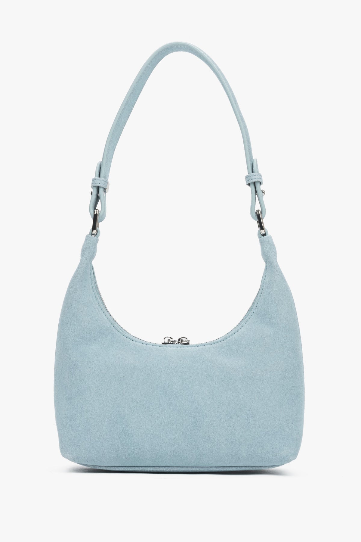 Estro women's light blue saddle-shaped bag in natural velour.