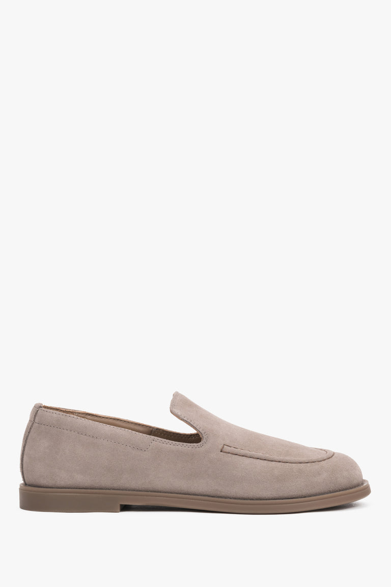 Women’s Light Brown Barefoot Loafers in Premium Italian Genuine Velour Estro ER00119529.