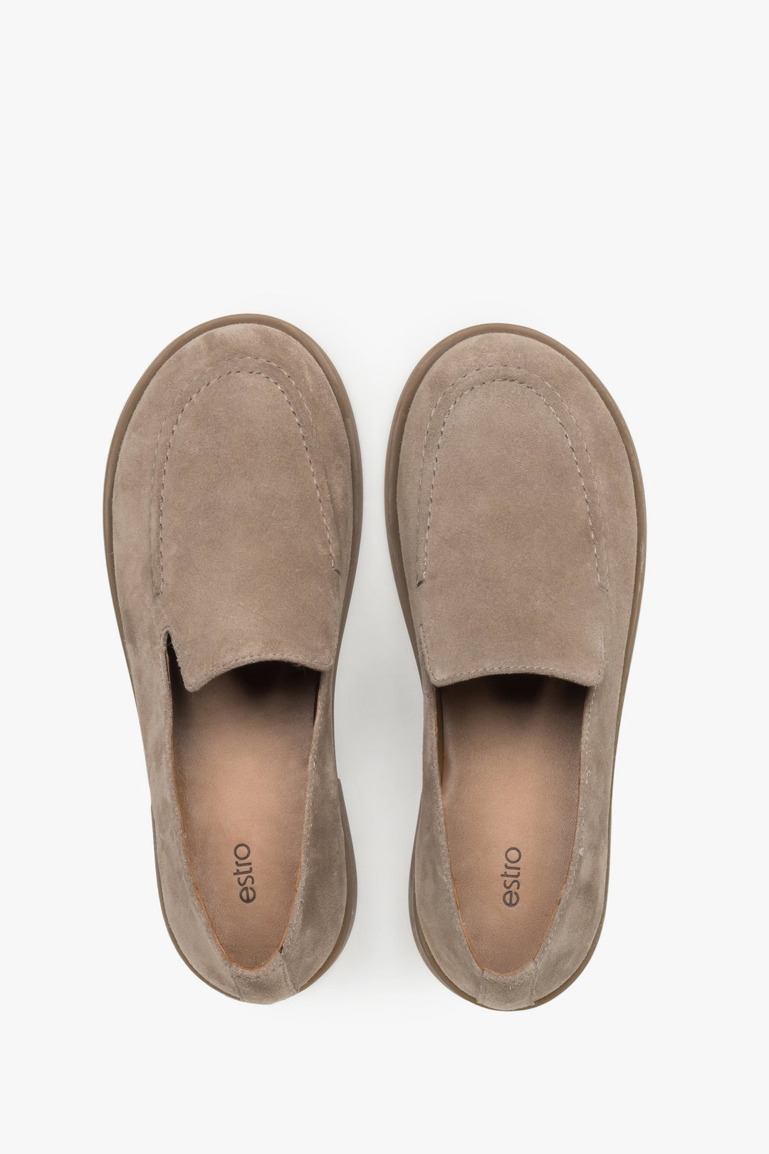 Top view showcasing the soft velour texture and refined light brown shade.