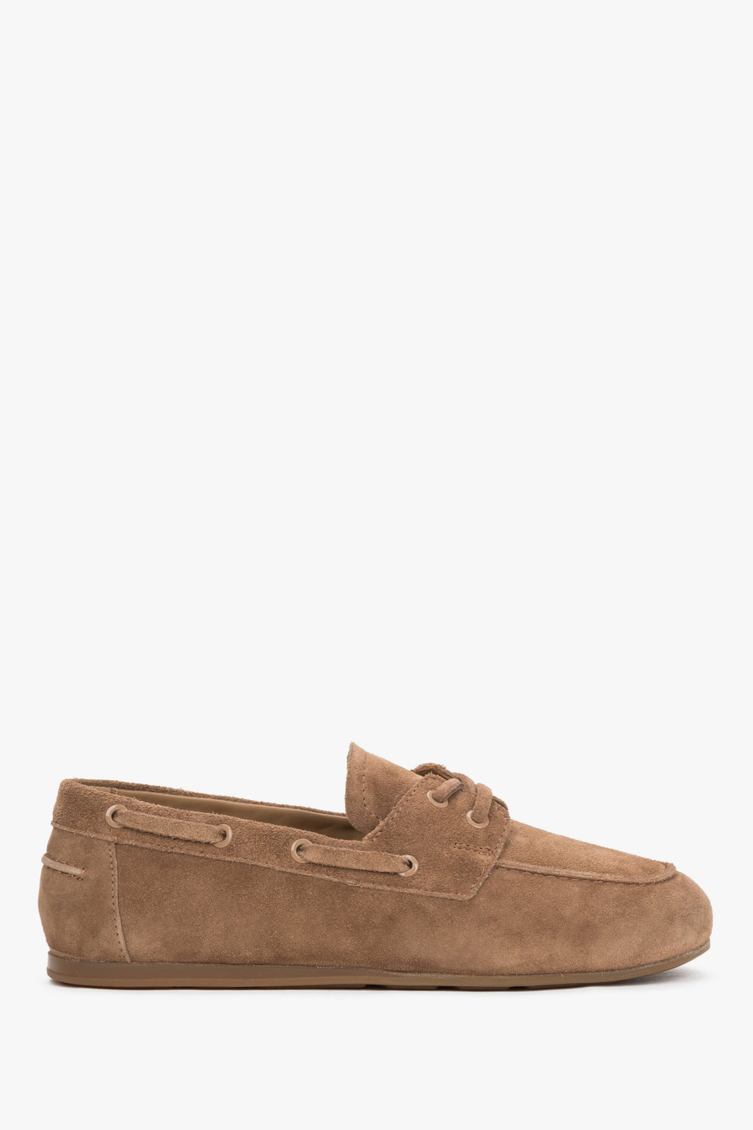 Women’s Light Brown Boat Style Loafers Made of Premium Italian Velour Estro ER00119911.