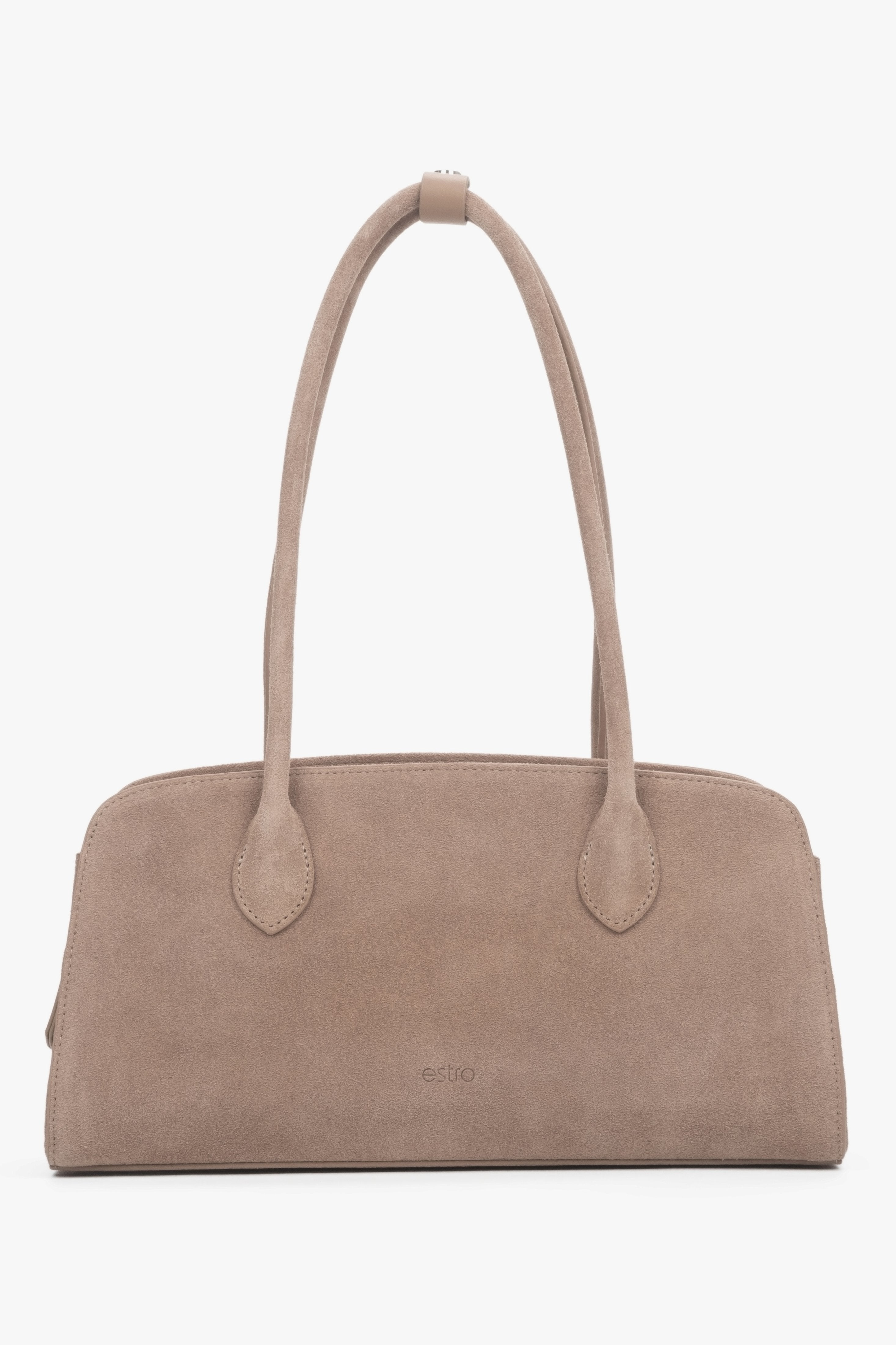Compact light brown shoulder bag for women in Natural Velour.