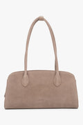 Compact light brown shoulder bag for women in Natural Velour.