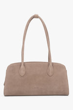 Compact light brown shoulder bag for women in Natural Velour.