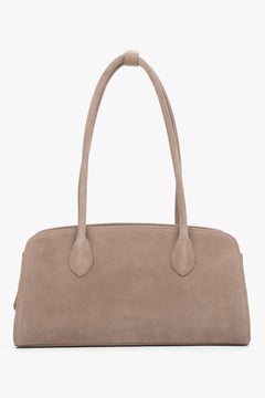 Compact light brown shoulder bag for women in Natural Velour.