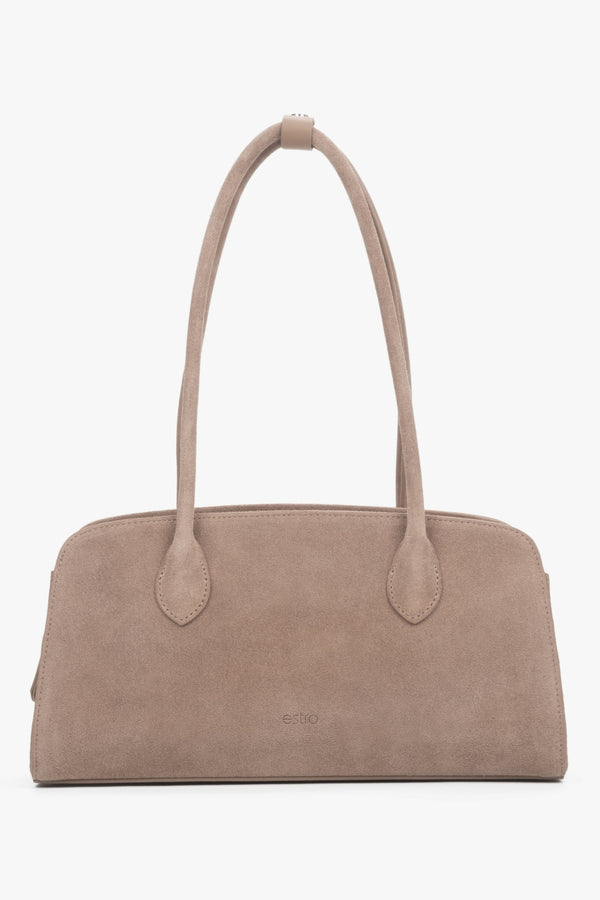 Compact light brown shoulder bag for women in Natural Velour.