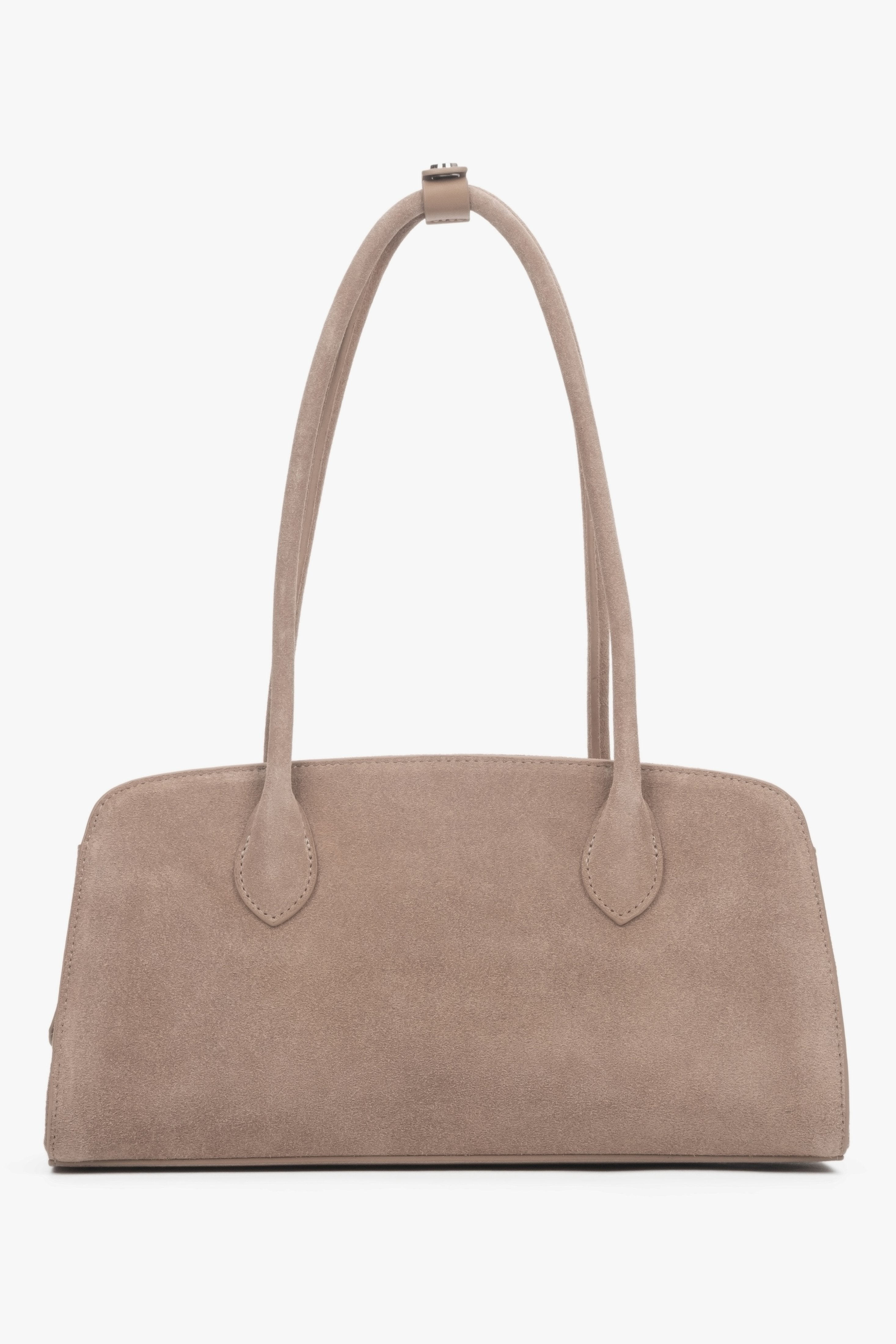 Natural Velour compact light brown shoulder bag for women, Estro.