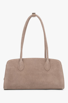 Natural Velour compact light brown shoulder bag for women, Estro.
