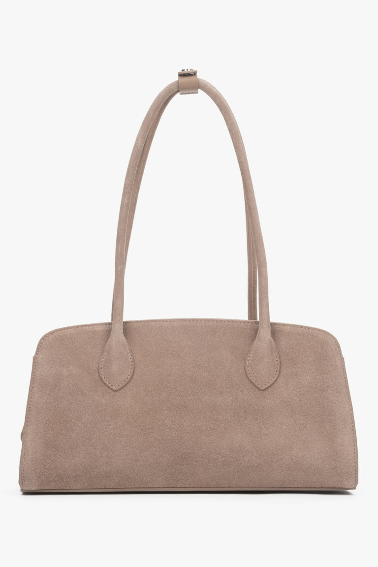 Natural Velour compact light brown shoulder bag for women, Estro.