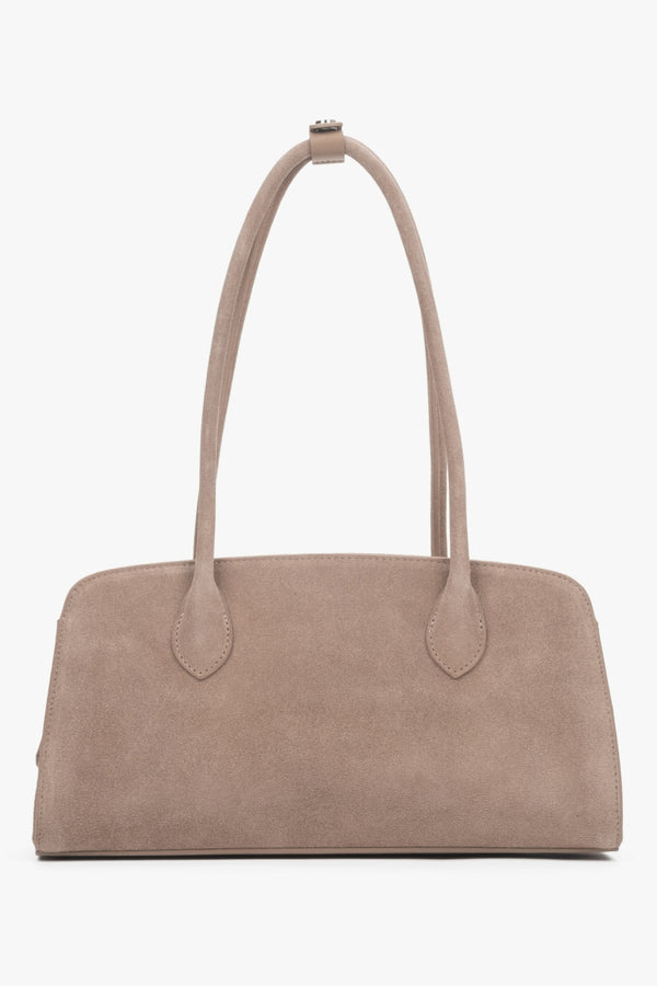 Natural Velour compact light brown shoulder bag for women, Estro.