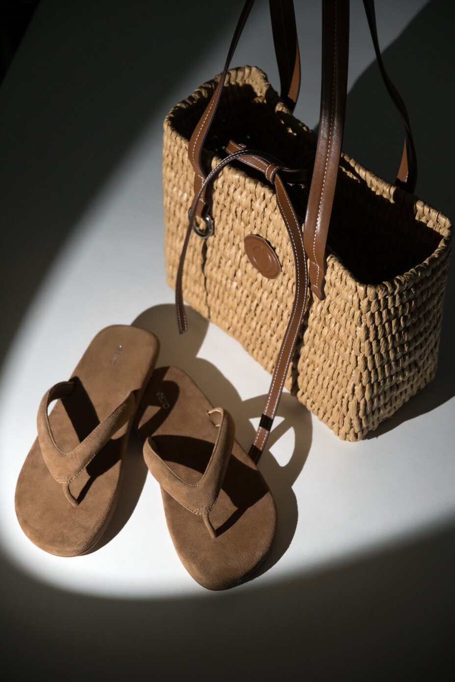 Women’s Light Brown Flip-Flops made of Soft Genuine Velour Estro ER00119394