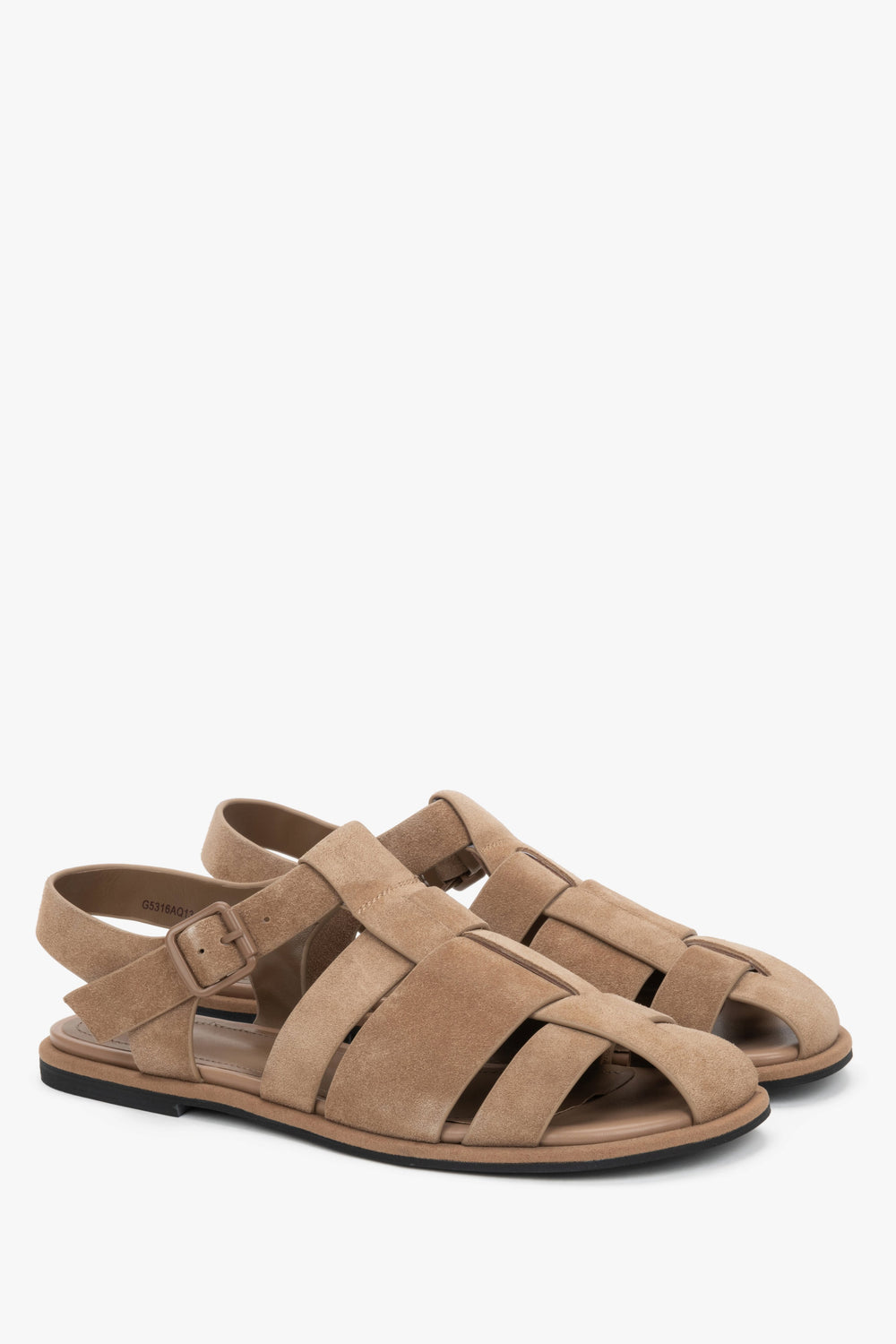 Women's Light Brown Genuine Velour Flat Fisherman Sandals Estro ER00119385.