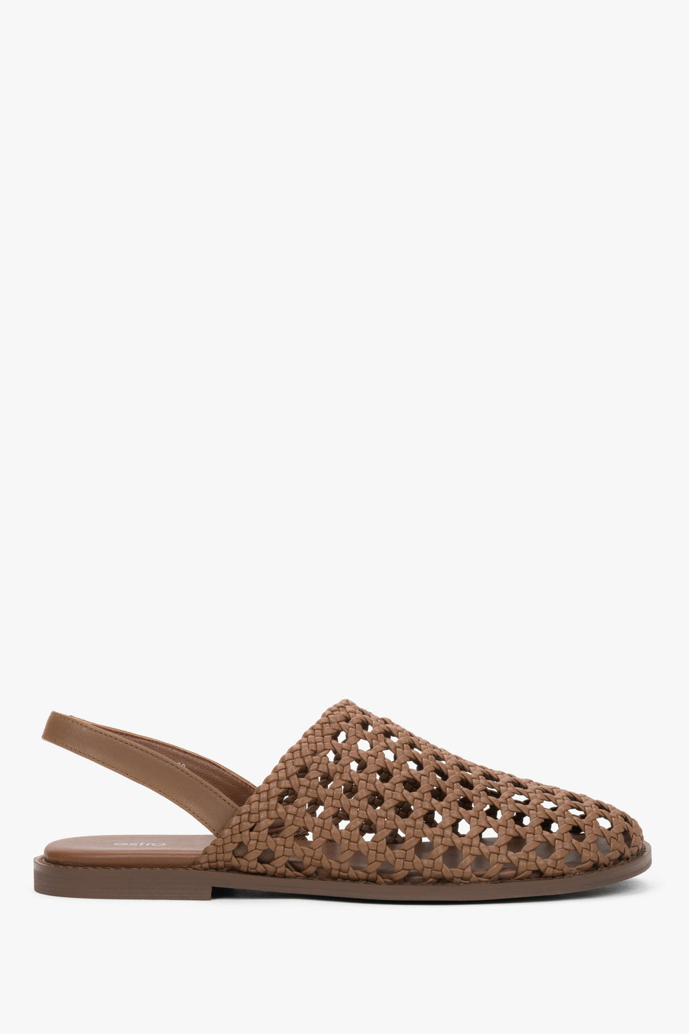 Women's Light Brown Openwork Sandals in Genuine Leather Estro ER00119452.
