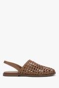 Women's Light Brown Openwork Sandals in Genuine Leather Estro ER00119452.