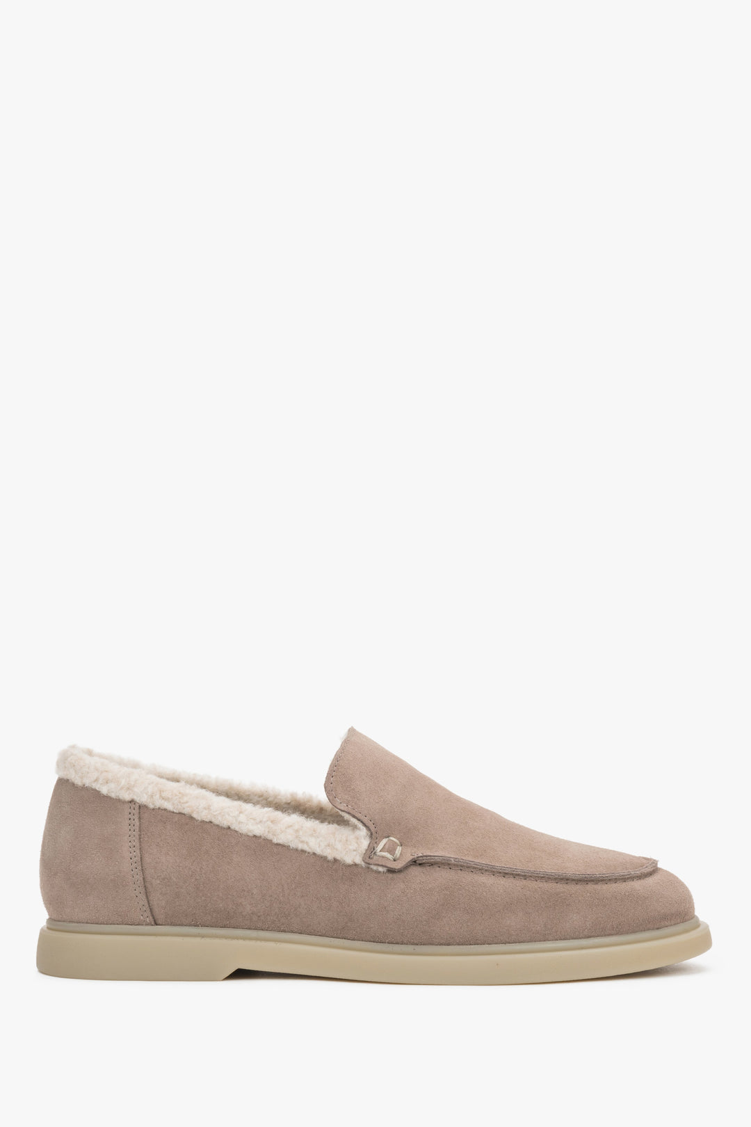 Women's Light Brown Winter Faux Fur-Lined Velour Loafers Estro ER00120711.
