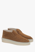 Women's Light Brown Winter Loafers made of Premium Italian Velour with Fur Lining Estro ER00120875.