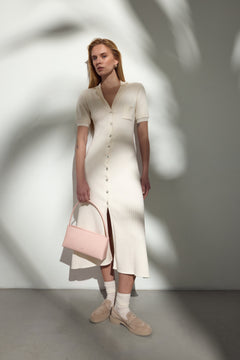 Estro light pink women's bag, elegant leather blend, dual strap options.