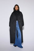 Women’s Long Black Coat with Waist Tie Made of Camel Wool and Cashmere Estro ER00120605.