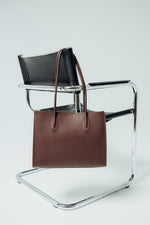 Women's Dark Brown Leather Shopper Bag with Long Handles Estro ER00118032